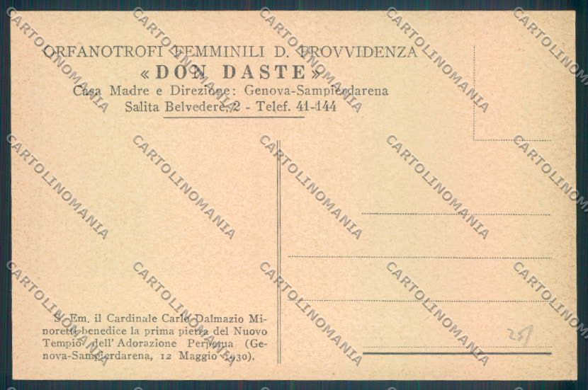 Genova Città Sampierdarena Orfanotrofio Processione Cardinale cartolina ZT0416 – retro