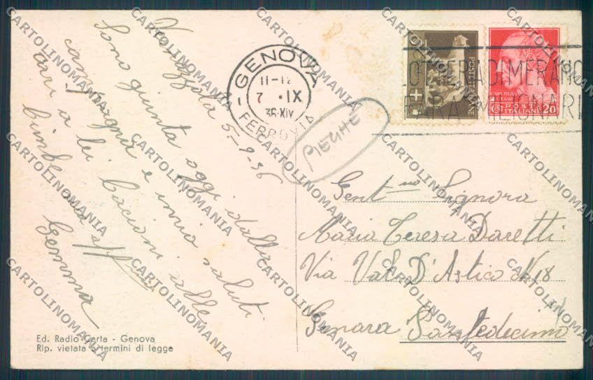 Genova Città Sturla PIEGHE cartolina ZT0420 – retro