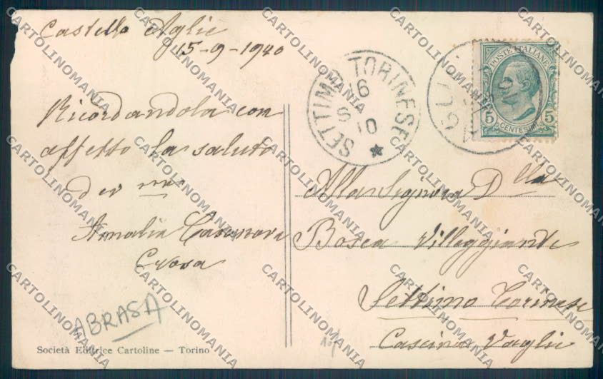 Torino Agliè ABRASA cartolina ZT0561 – retro
