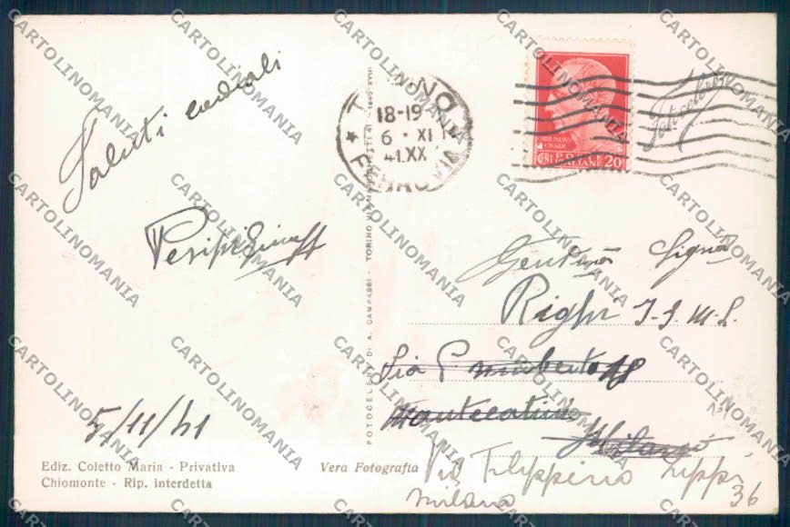 Torino Chiomonte Foto cartolina ZT0777 – retro