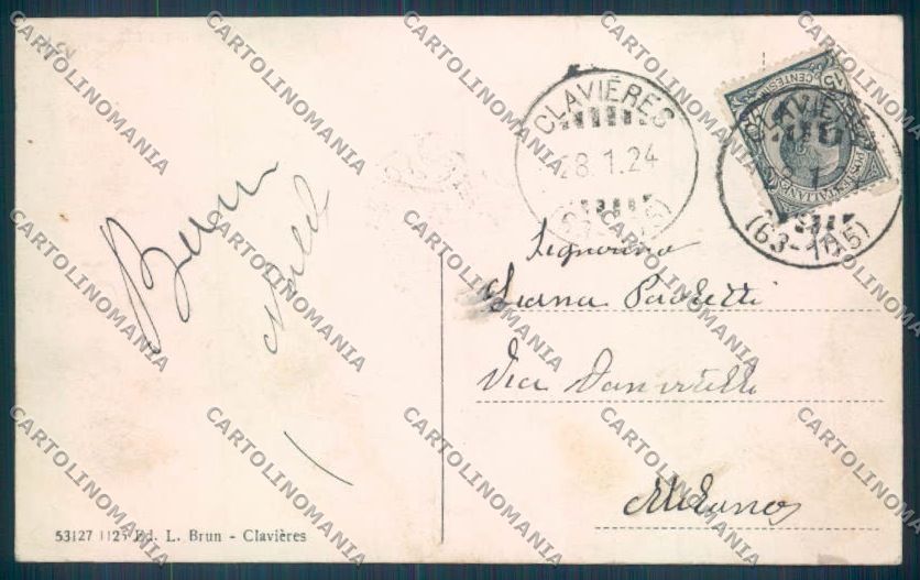 Torino Claviere Nevicata Sci cartolina ZT0813 – retro