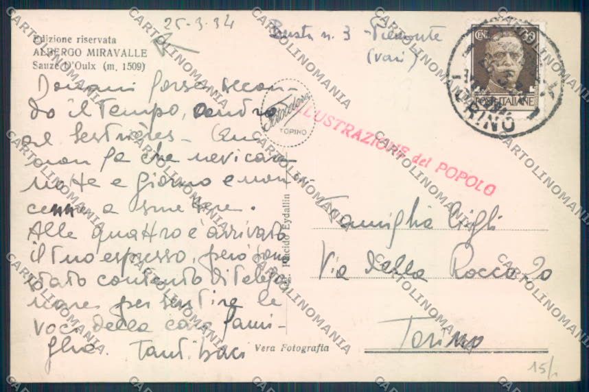 Torino Sauze d'Oulx Nevicata Foto cartolina ZT0941 – retro