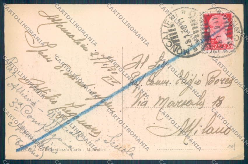 Torino Moncalieri Caserma cartolina ZT1107 – retro