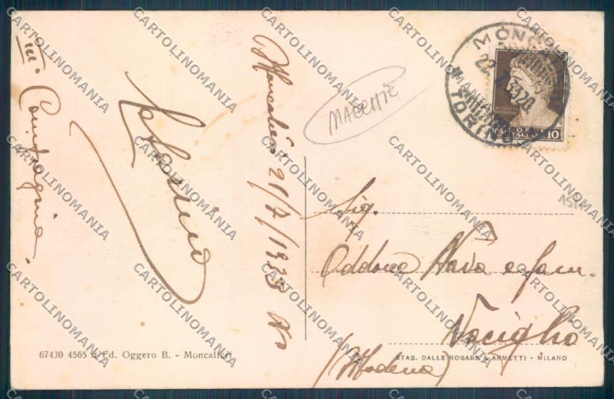 Torino Moncalieri MACCHIE cartolina ZT1120 – retro