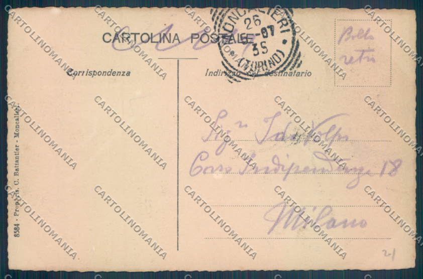 Torino Moncalieri Caserma cartolina ZT1147 – retro