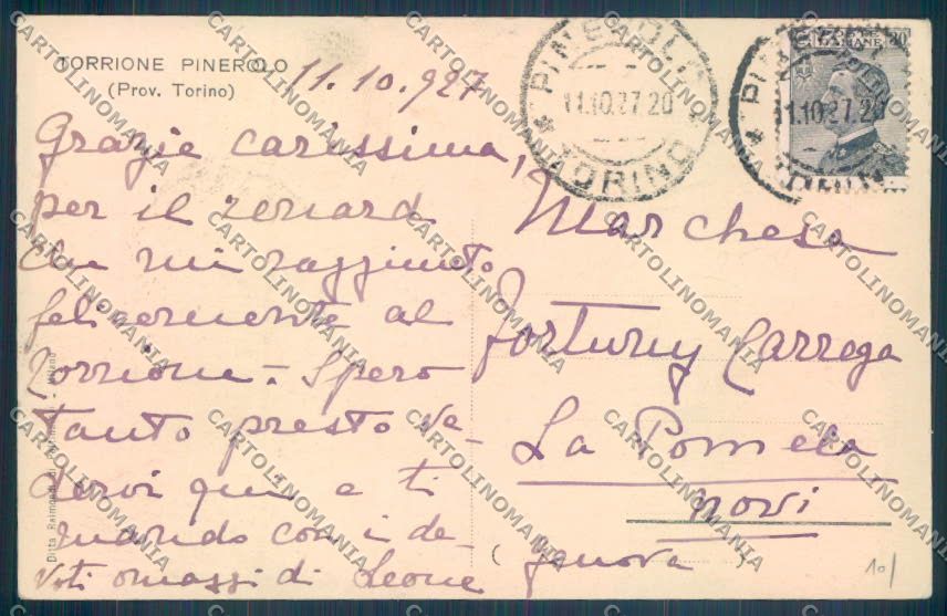 Torino Pinerolo cartolina ZT1159 – retro
