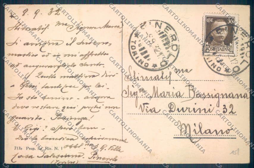 Torino Pinerolo cartolina ZT1180 – retro