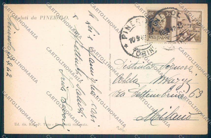 Torino Pinerolo Istituto cartolina ZT1200 – retro