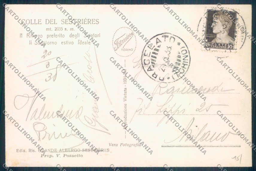 Torino Sestriere Nevicata Foto cartolina ZT1239 – retro