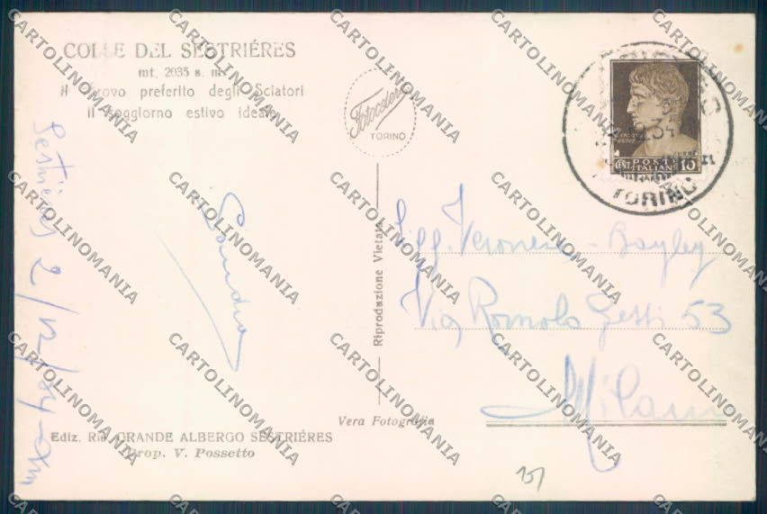 Torino Sestriere Nevicata Foto cartolina ZT1252 – retro