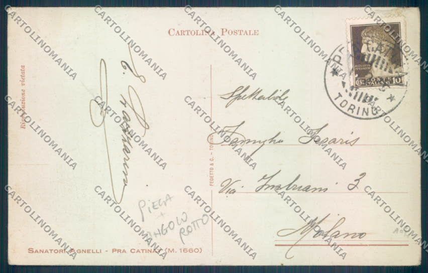 Torino Pracatinat Fenestrelle PIEGA ANGOLO ROTTO cartolina ZT1344 – retro