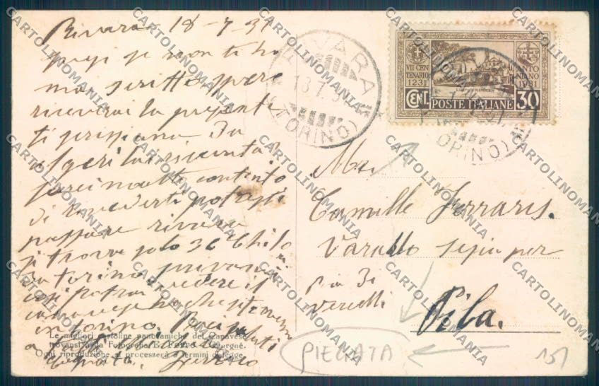 Torino Rivara PIEGATA cartolina ZT1391 – retro