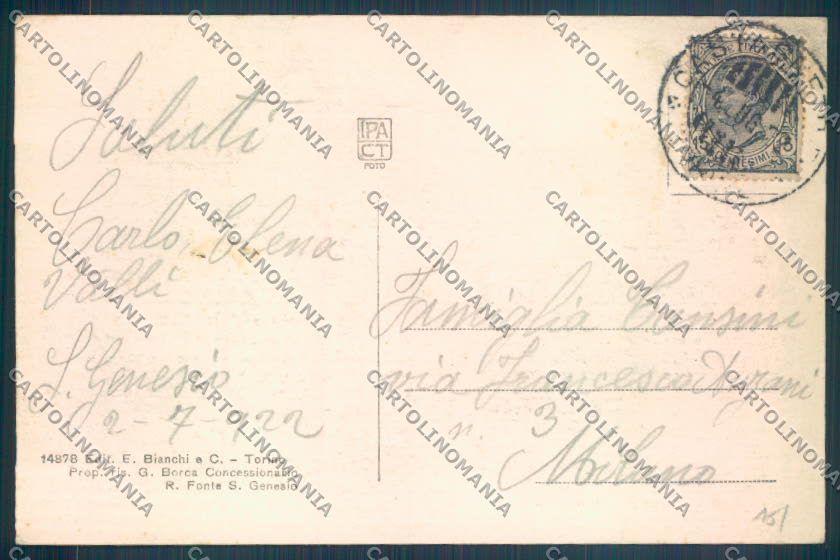 Torino Castagneto Po San Genesio cartolina ZT1560 – retro