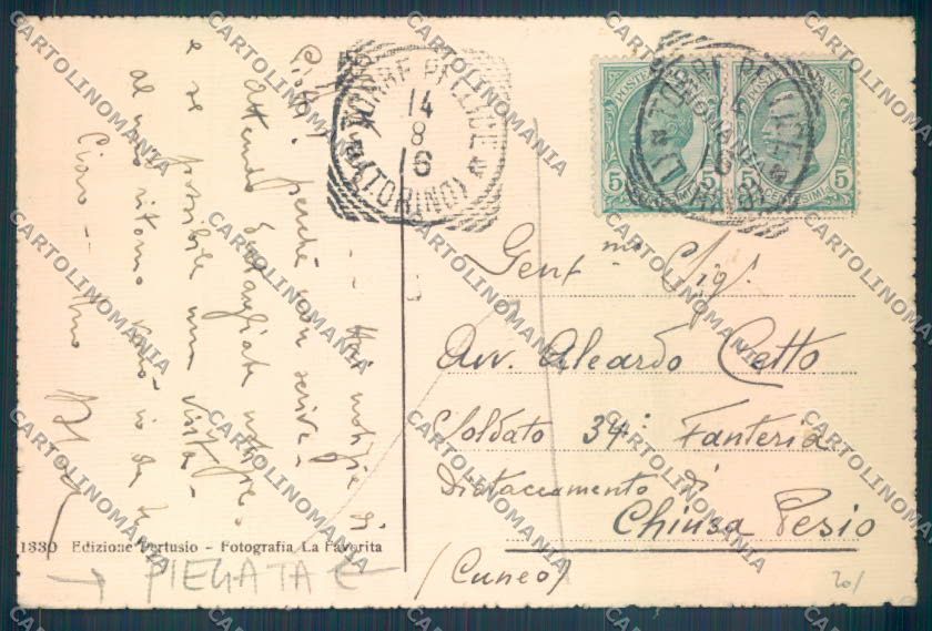 Torino Torre Pellice PIEGATA cartolina ZT1587 – retro