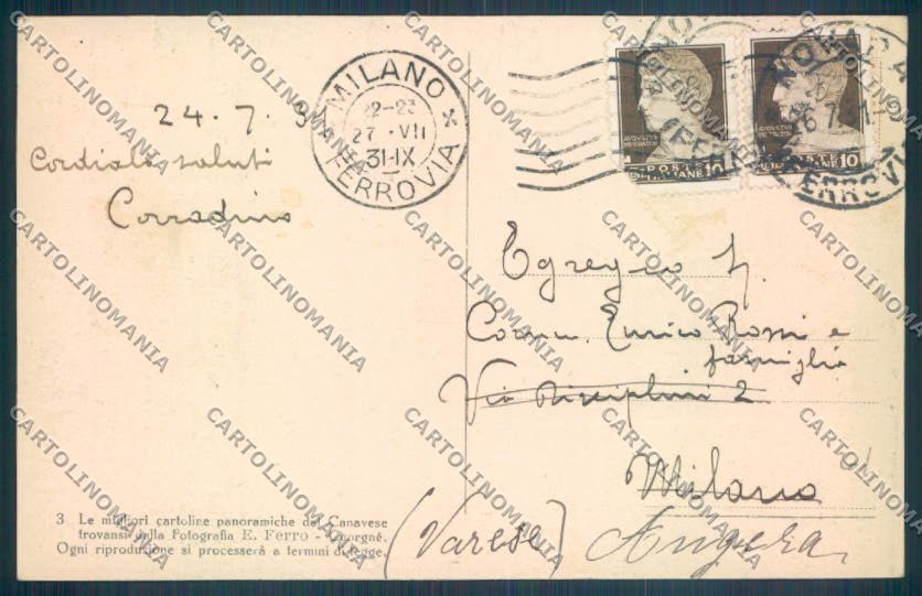Torino Valperga Canavese Santuario Belmonte cartolina ZT1597 – retro