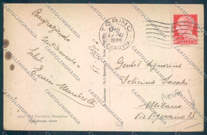 Torino Venaria Reale PIEGHE cartolina ZT1613 – retro