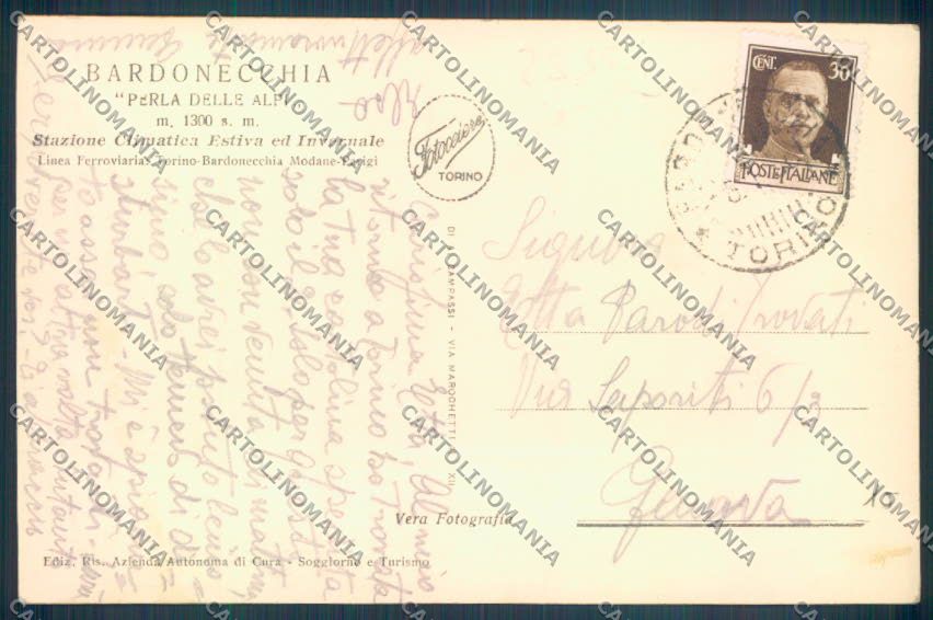 Torino Bardonecchia Nevicata Foto cartolina ZT1690 – retro