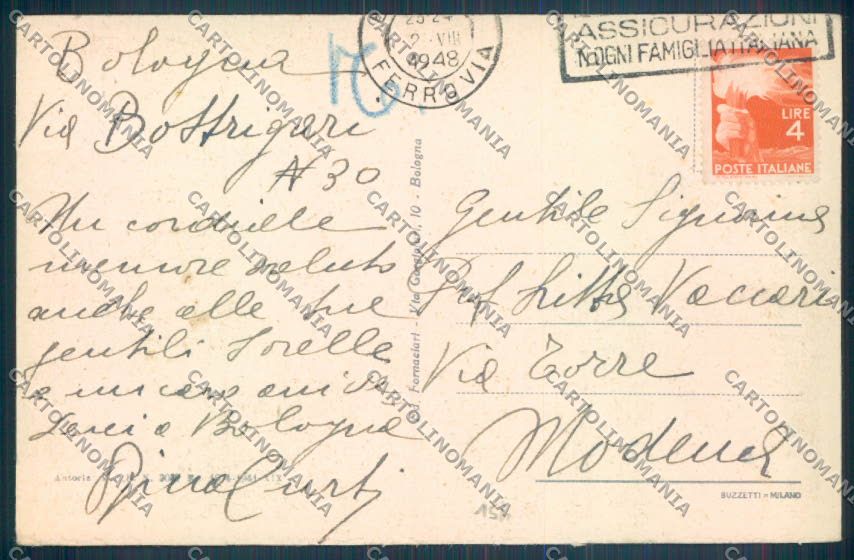 Bologna Città cartolina ZT1865 – retro
