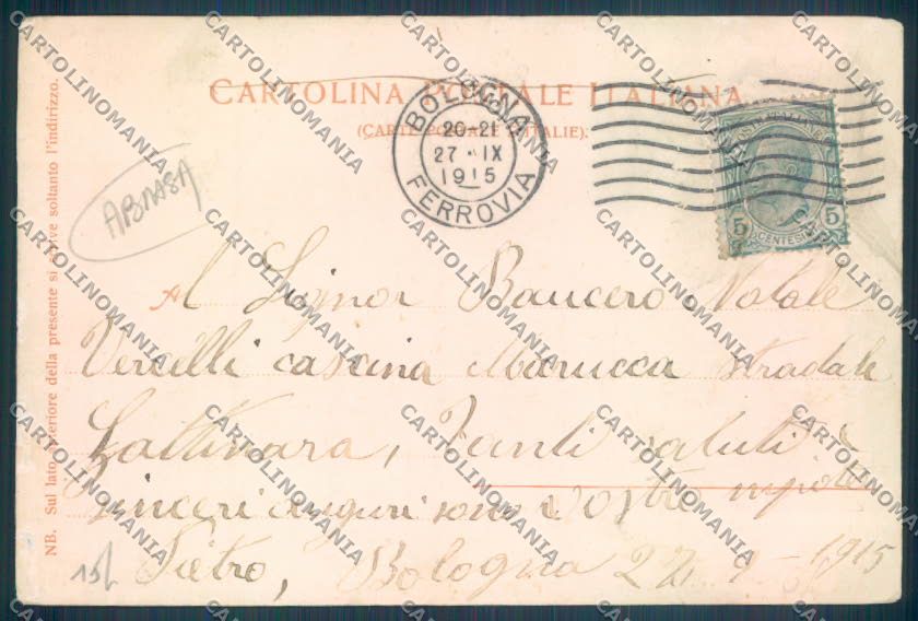 Bologna Città ABRASA cartolina ZT1929 – retro