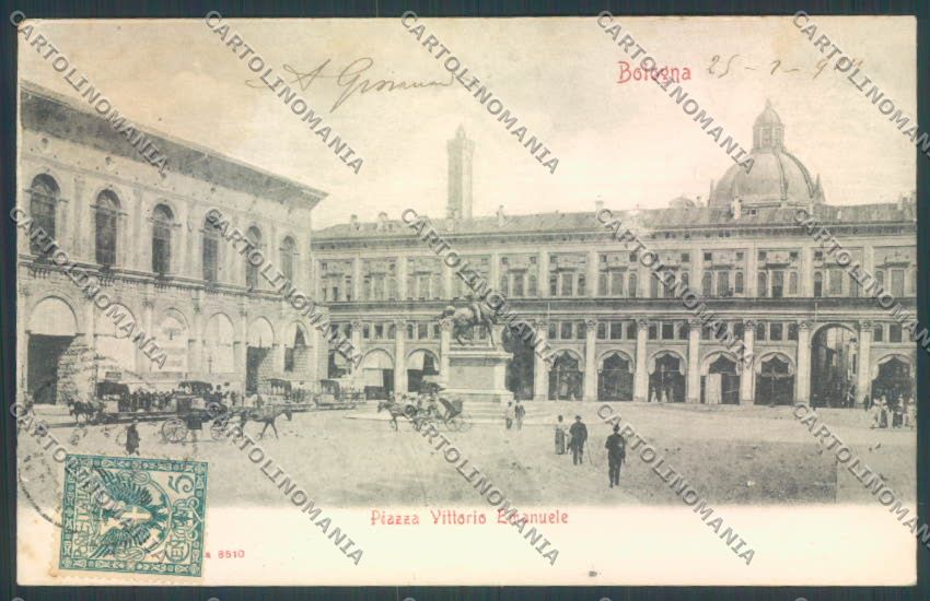 Bologna Città Tram Calesse MACCHIA cartolina ZT1930 – fronte