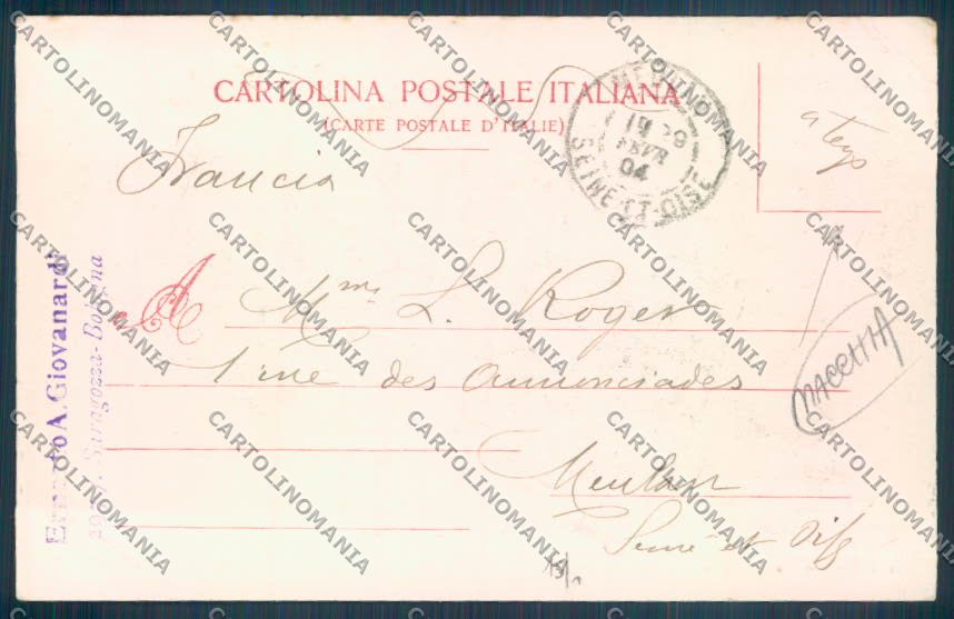 Bologna Città Tram Calesse MACCHIA cartolina ZT1930 – retro