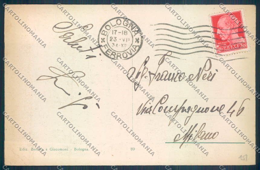 Bologna Città cartolina ZT1935 – retro