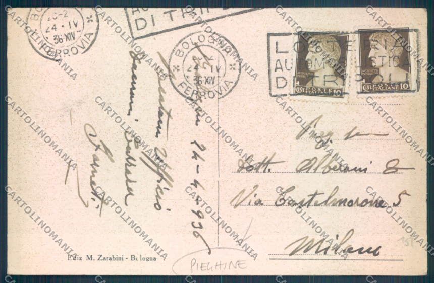 Bologna Città Stazione Tram PIEGHINE cartolina ZT1954 – retro