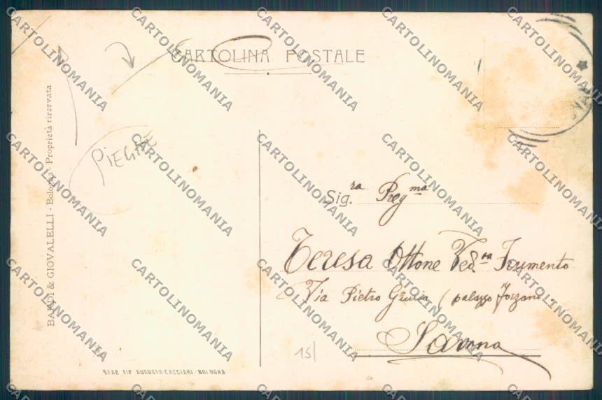 Bologna Carducci PIEGHE cartolina ZT2015 – retro