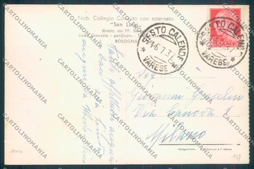 Bologna Città Collegio cartolina ZT2030 – retro