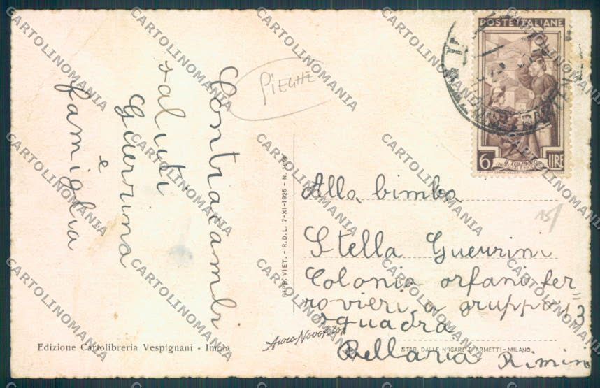 Bologna Imola PIEGHE cartolina ZT2295 – retro