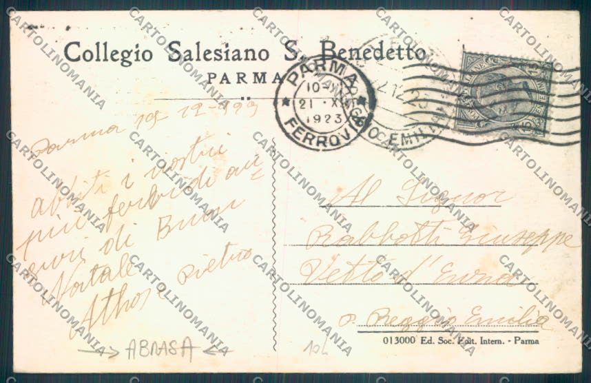 Parma Città Collegio ABRASA cartolina ZT2666 – retro