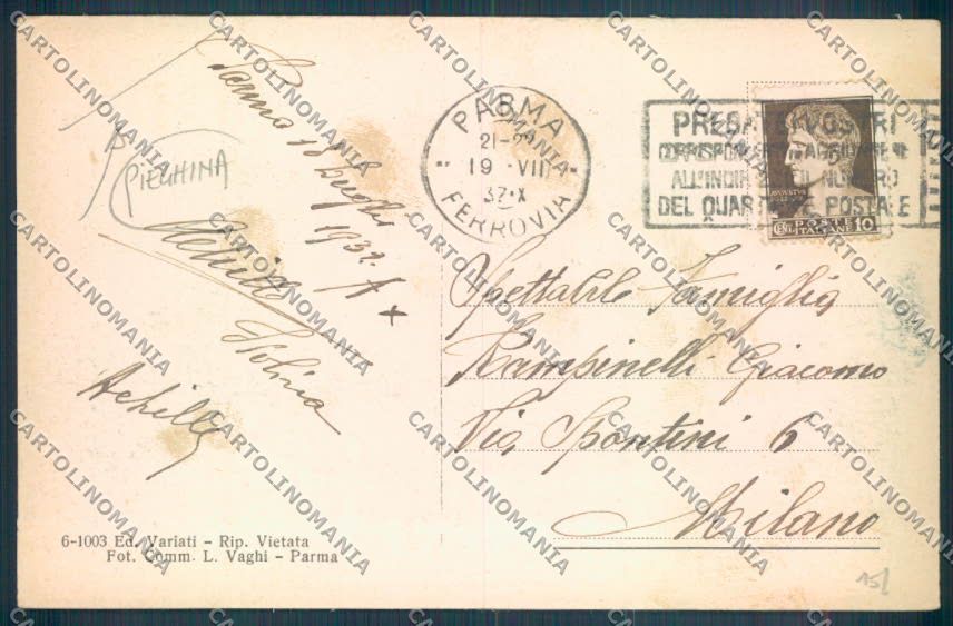 Parma Città PIEGHINA cartolina ZT2710 – retro