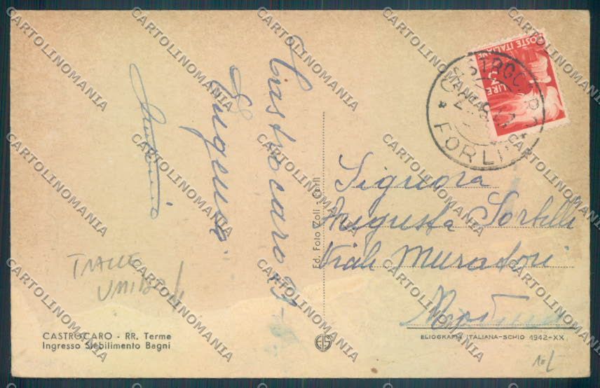 Forlì Cesena Castrocaro Terme TRACCE UMIDO cartolina ZT2829 – retro