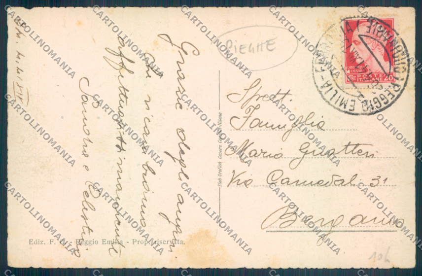 Reggio Emilia Città PIEGHE cartolina ZT2868 – retro
