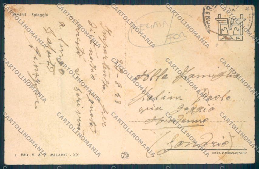 Rimini Città PIEGATA FORI cartolina ZT3009 – retro