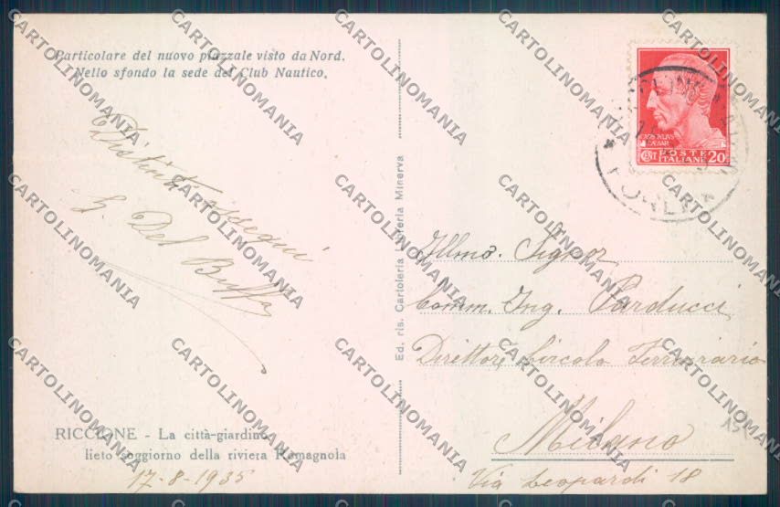 Rimini Riccione cartolina ZT3135 – retro