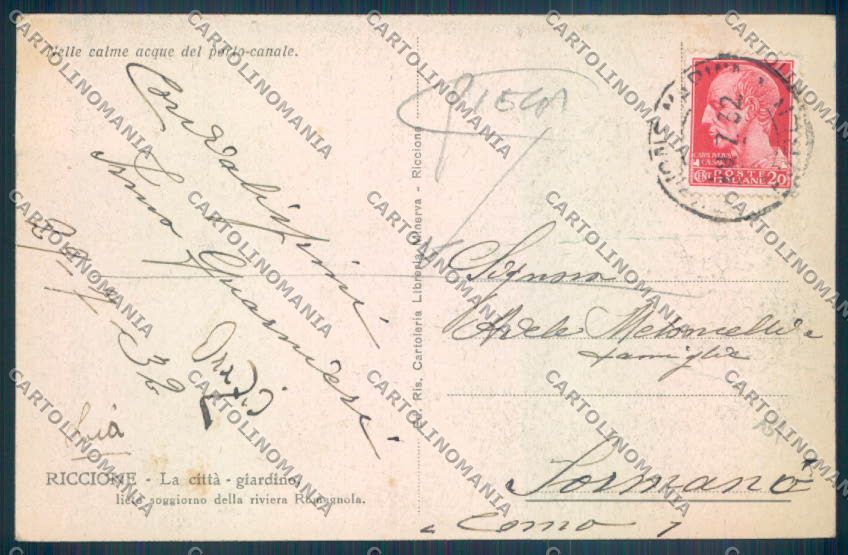 Rimini Riccione Barca PIEGA cartolina ZT3137 – retro