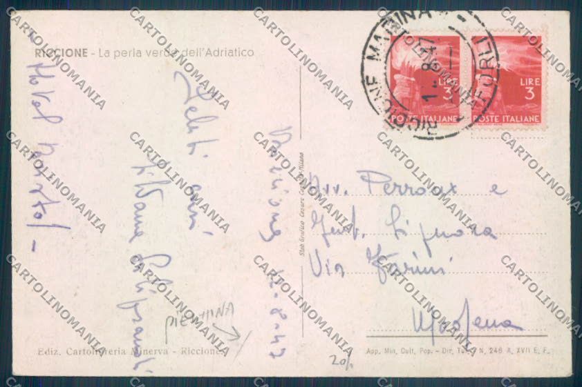 Rimini Riccione Barca PIEGHINA cartolina ZT3147 – retro