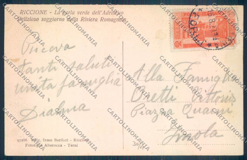 Rimini Riccione Barca cartolina ZT3149 – retro