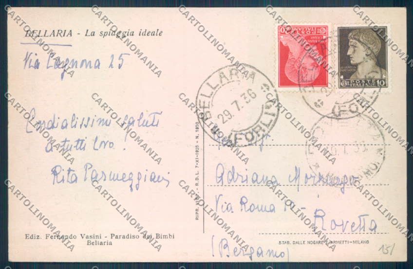 Rimini Bellaria Igea Marina cartolina ZT3158 – retro