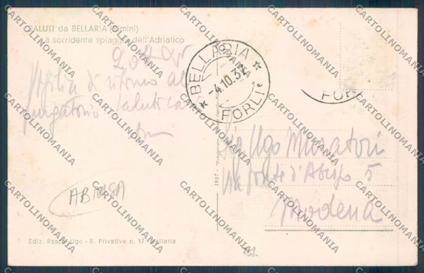 Rimini Bellaria Igea Marina ABRASA cartolina ZT3173 – retro