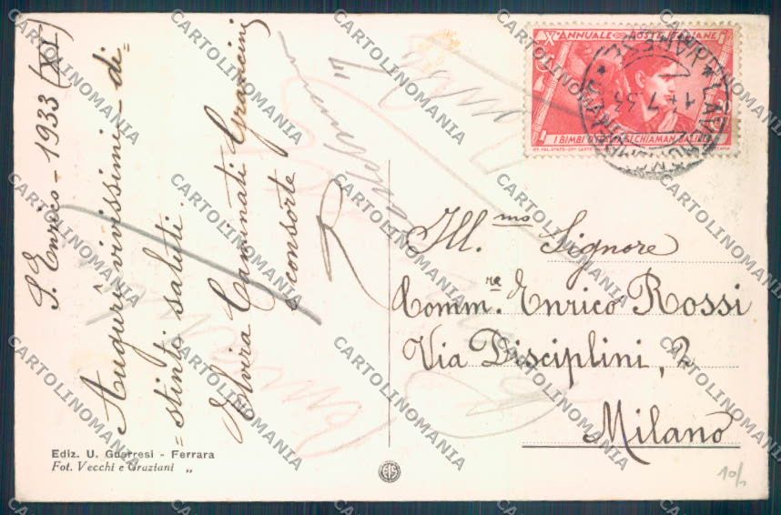 Ferrara Città Ariosto cartolina ZT3239 – retro