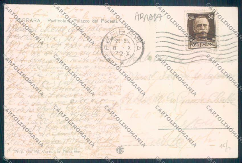 Ferrara Città ABRASA cartolina ZT3289 – retro