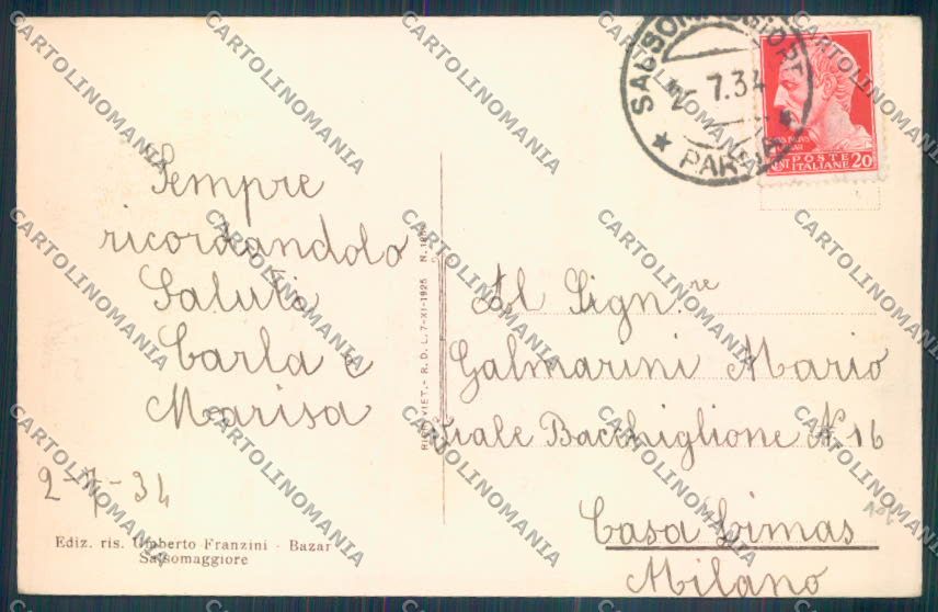 Parma Salsomaggiore Terme cartolina ZT3369 – retro
