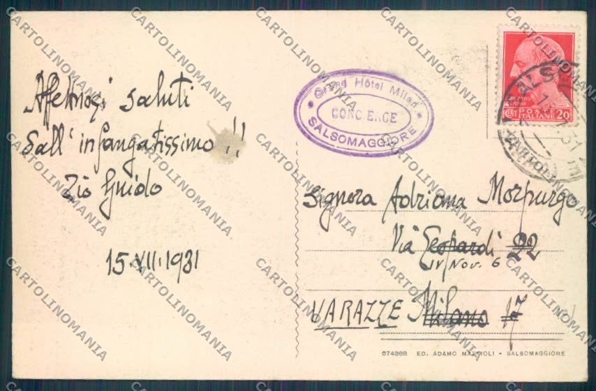 Parma Salsomaggiore Terme cartolina ZT3384 – retro