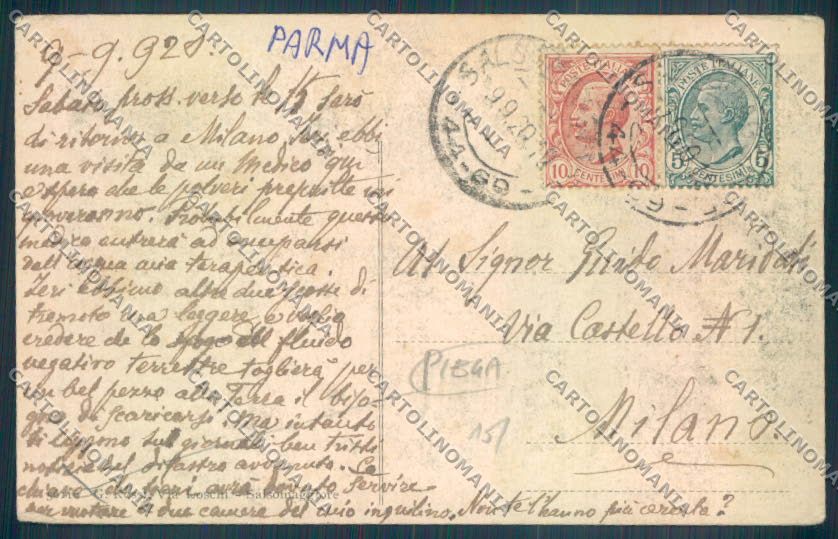 Parma Salsomaggiore Terme PIEGA cartolina ZT3623 – retro