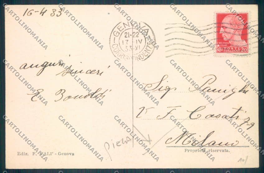 Genova Lido d'Albaro PIEGA cartolina ZT3746 – retro