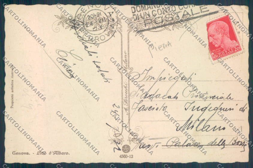Genova Lido d'Albaro PIEGA cartolina ZT3773 – retro