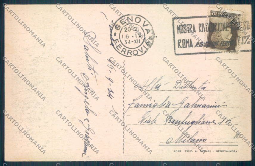 Genova Nervi cartolina ZT3934 – retro