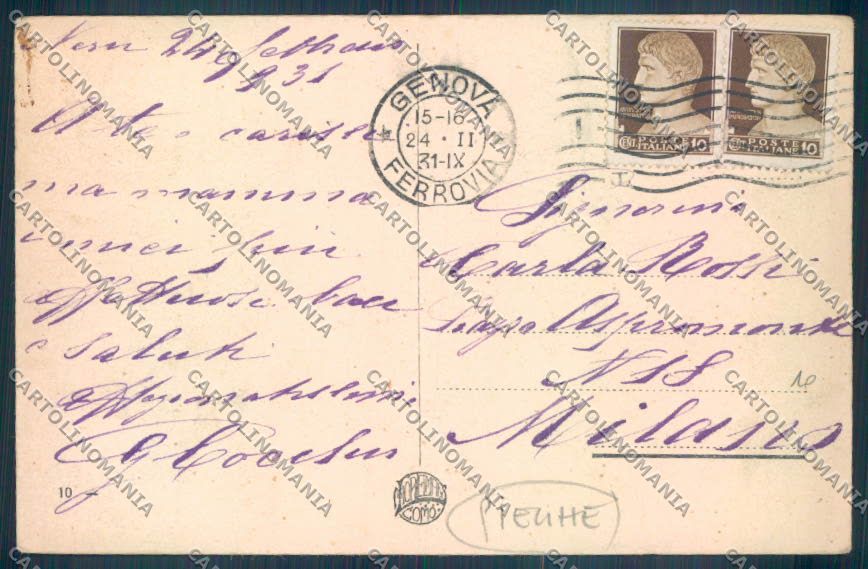 Genova Nervi PIEGHE cartolina ZT3936 – retro